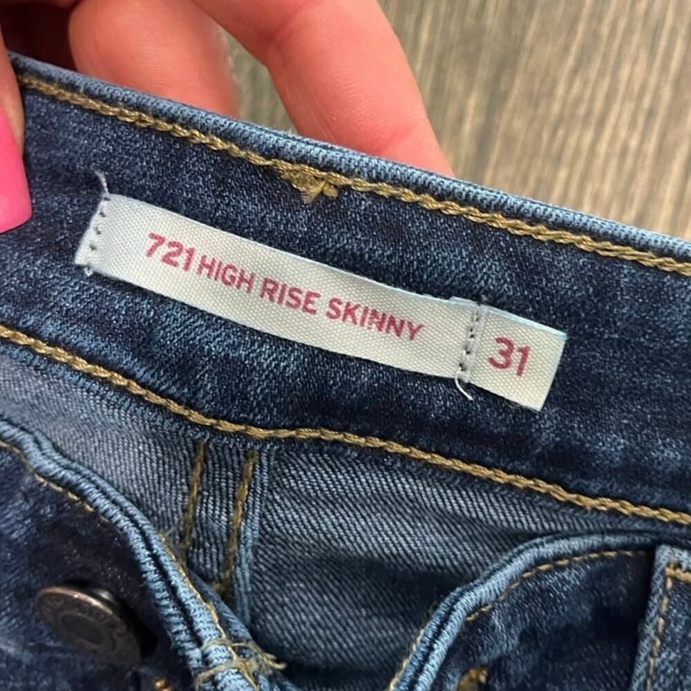 Levi's 721 High-Rise Skinny Jeans Denim Cotton Blend Dark Wash Blue Size 31 - Picture 6 of 12